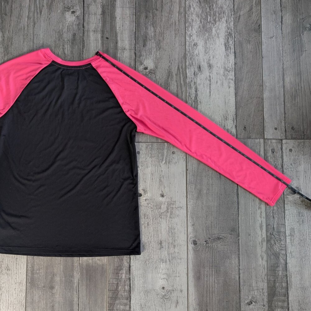 Hurley, Long Sleeve Scuba Shirt, Black and Hot Pink Heart Logo, Sz L 14/16 - Picture 5 of 8